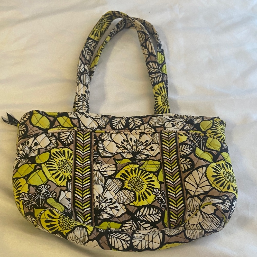 Vera Bradley Yellow and Black Floral Shoulder Bag
